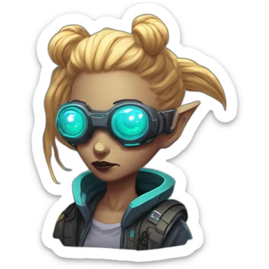 cyberpunk alien character desing scifi roguelike rpg style inspired by slay the spire digital art sticker