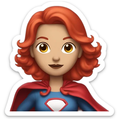 A red-haired woman in an American-themed superhero costume sticker