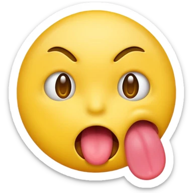Mildly disturbed emoji sticking tongue out a little sticker