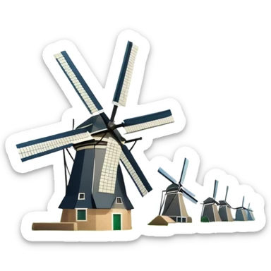 cinematic-realistic-kinderdijk-windmills-landmark-emoji,-showcasing-traditional-dutch-windmills-aligned-along-a-tranquil-canal,-with-lush-green-fields,-soft-ripples-in-the-water. sticker