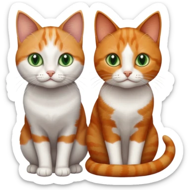 3 tiny different coloured short haired cats including a dark grey and white cat with green eyes, a ginger and white with orange eyes and a brown tabby and white with hazel eyes sticker