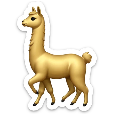 A silhouette of a small golden llama dancing sticker