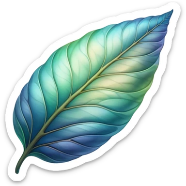 softly curled cocoon leaf, glowing aura, flowing textures, green-blue and earth tones sticker