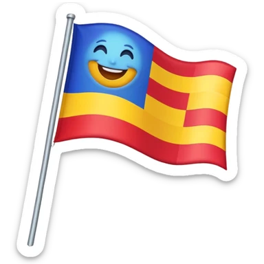 une emoticone avec un drapeau pour dire c'est gagné sticker