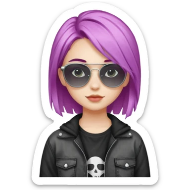 stylish teen girl wearing shades and dyed her hair, grunge outfit sticker