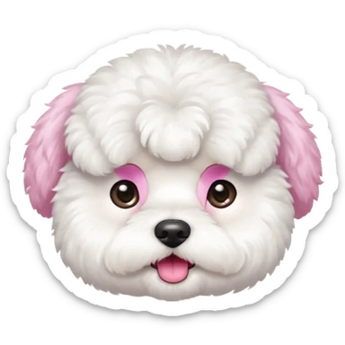 white bichon frise face with round head like popcorn hair sticker