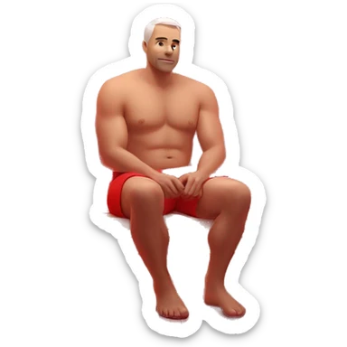 man sat in red light therapy sauna sticker