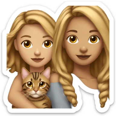 extremely light skin girl with light brown hair and bengal cat sticker