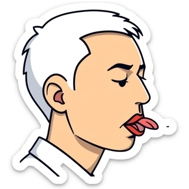 profile view of a man sticking his tongue out sticker
