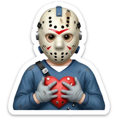 Jason Voorhees, looking cute, making a heart with his hands sticker