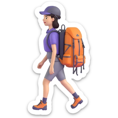 woman with hiking backpack sticker