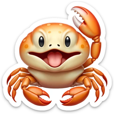 Cinematic Cute Yawning Baby Crab Portrait Emoji, Head tilted slightly with a dramatic, wide-open yawn, showcasing a petite, delicately armored body with gently drooping antennae and sleepy, half-closed eyes, Simplified yet irresistibly adorable features, highly detailed, glowing with a soft, cozy coastal glow, high shine, relaxed yet expressive, stylized with a dash of whimsical seaside charm, soft glowing outline, capturing the essence of a drowsy yet affectionate baby crab that appears ready to scuttle off for a nap! sticker