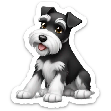 Mini schnauzer black & white playing sticker