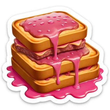  SPAM meat melted pink dripping sauce monalisa monster sticker