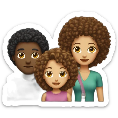 couple with one white man with long curly hair and one mixed race woman with afro cut and one cat seat sticker