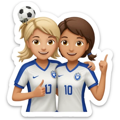 female soccer mentor and mentee celebrating a goal sticker
