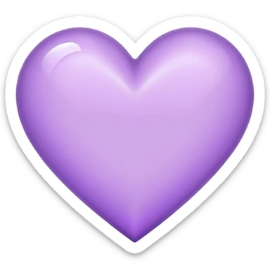A light purple heart emoji that has the same shape as a normal heart emoji and light reflecting is from the tip of the heart and in straight shape sticker