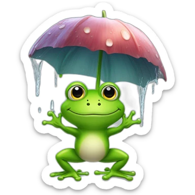 Une grenouille qui s'abrite de la pluie sous un champignon sticker