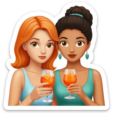 a white girl and a bi racial girl drinking aperol spritz sticker