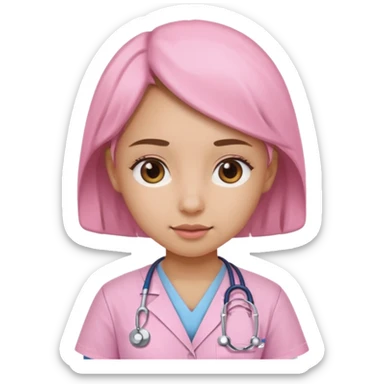 Girl doctor with baby pink scrubs sticker
