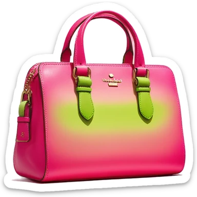 Realistic hot pink to lime green ombre Kate Spade satchel purse without strap. sticker