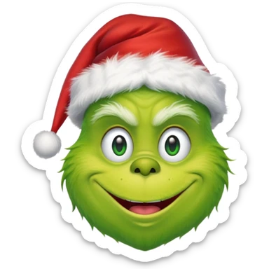 Create an emoji of the grinch from the grinch who stole christmas ith a Santa hat sticker