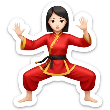 sexy chinese girl in traditional clothes doing kung fu sticker