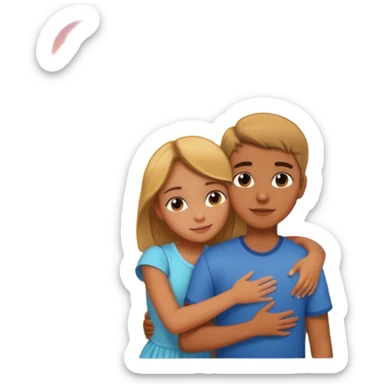 una chica con un chico abrazados viendo el atardecer sticker