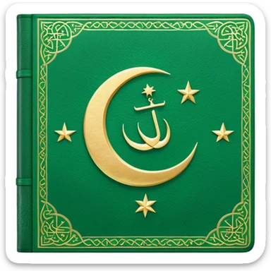 Closed Quran with the Islamic Symbol on it (moon and star) green sticker