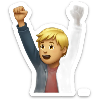 raising arms with a desperate face sticker