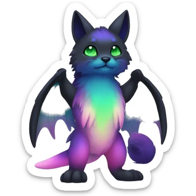Cute cool black nebula fading green blue purple pink gradient animal hybrid Fakemon full body sticker