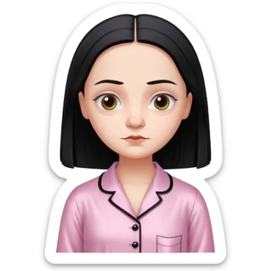 Wednesday Addams Barbie Light pink silk pyjamas set sticker