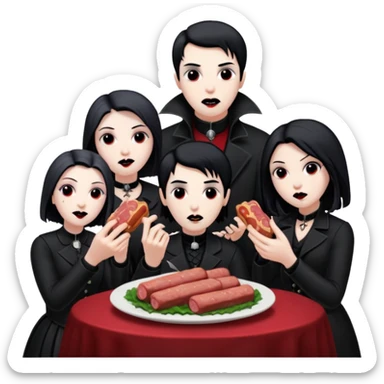 goth vampires eating a SPAM meat dinner sticker