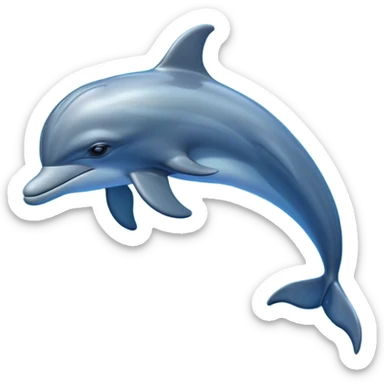 Cinematic Noble Bottlenose Dolphin Portrait Emoji, Poised and regal, with a sleek, streamlined body of shiny, glossy blue-gray skin, expressive, intelligent eyes, and a gracefully arched dorsal fin, Simplified yet sharp and sophisticated features, highly detailed, glowing with a radiant, sparkling aquatic glow, high shine, intelligent and majestic, stylized with an air of oceanic refinement, focused and elegant, soft glowing outline, capturing the essence of a watchful and confident dolphin that appears ready to leap out of the screen with effortless power! sticker