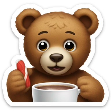 Teddy bear with hot cocoa sticker