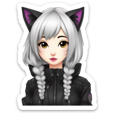 Edgy Kawaii Cute Cool Cartoon Beautiful Elegant Pretty Anime Punk Techwear Gothic Catgirl sticker