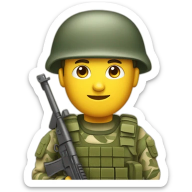 Un militaire en tenu de camouflage avec une arme à feu  sticker