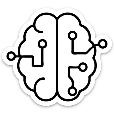 Circuit brain representing artificial intelligence, minimal design sticker