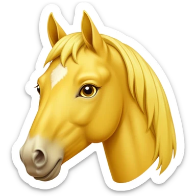 A mature yellow horse with its face facing us. sticker