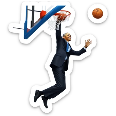 Barack Obama dunking a basketball on Vladimir Putin sticker