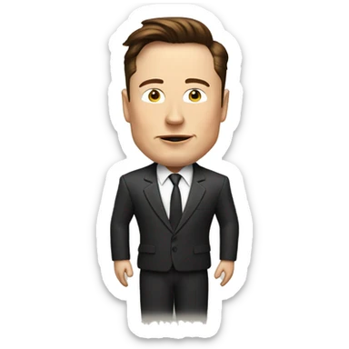 Elon Musk con un cohete sticker