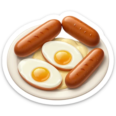 Two boiled eggs and two breakfast sausage restaurant style sticker