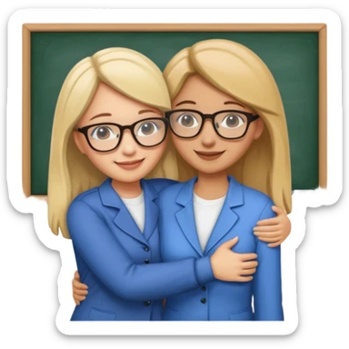 two Bestie coworkers teacher hug sticker