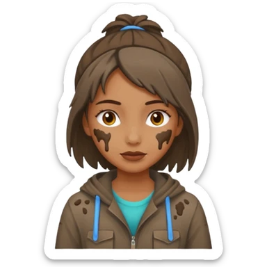 girl with mud on her sticker