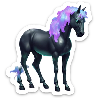 .Zombie_ Vaporwave black holographic oilslick zombie unicorn yellow caution tape graffiti Pegasus  sticker