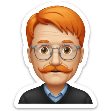old man, orange hair, white mustache, wearing glasses sticker
