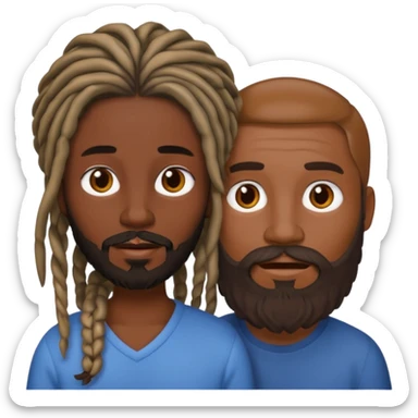 Couple emoji white with man with beard, dark complexion female with mid length locs sticker