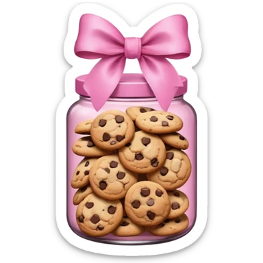 Pink jar of chocolate chip cookies with a bow  sticker