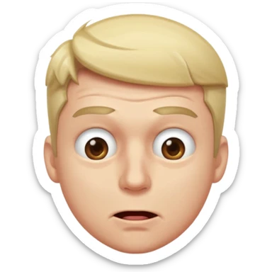 A male squinting his eyes hard but the mouth is blowing out sticker