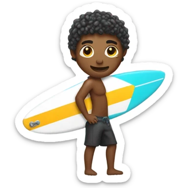 Can you generate a surfer emoji where the surfboard is being tied down with a chain  sticker